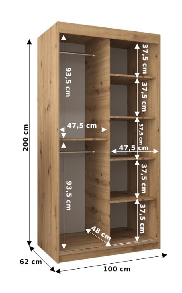 Boliwia Sliding Door Wardrobe 100cm