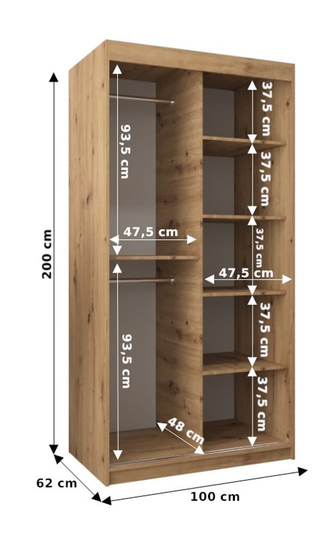 Verona 02 Sliding Door Wardrobe 100cm