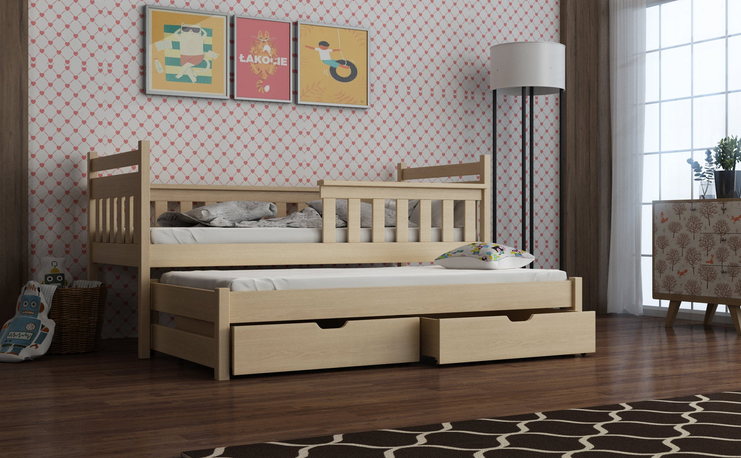 Wooden Bed Dominik with Trundle and Storage