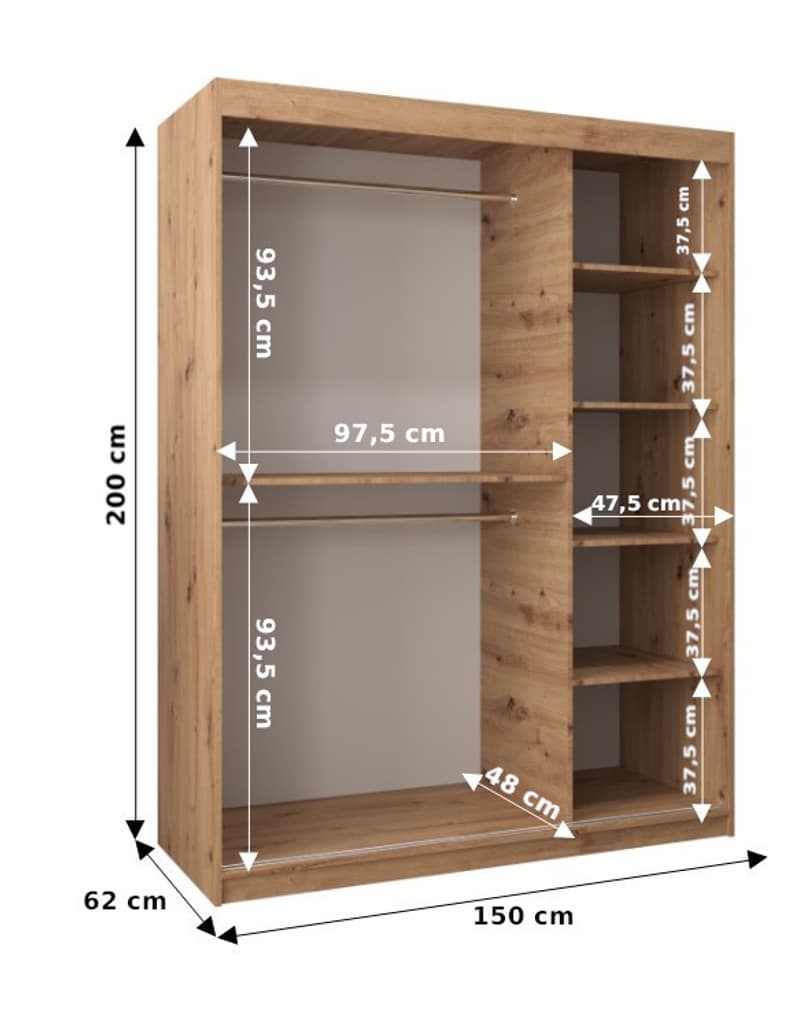 Boliwia Sliding Door Wardrobe 150cm