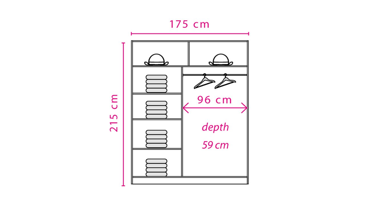 Effect 2 Sliding Door Wardrobe 175cm