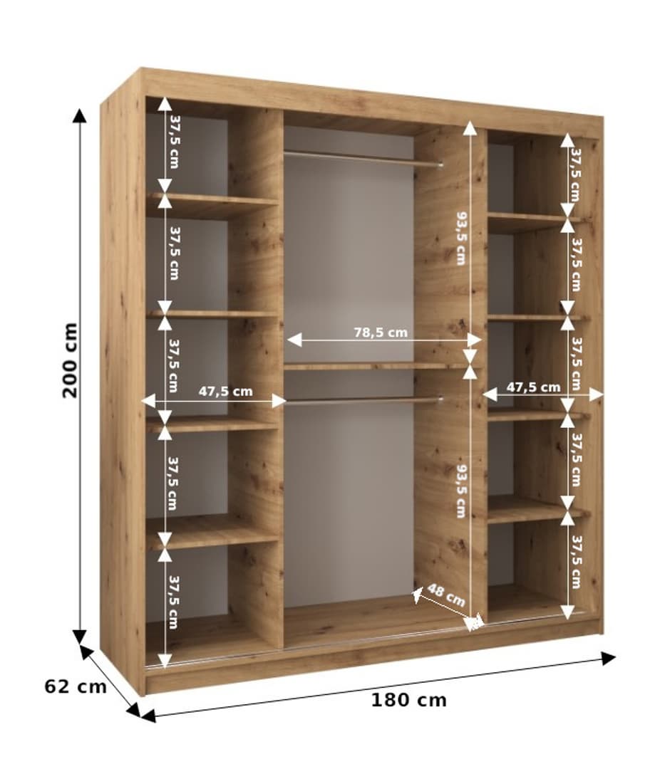 Tokyo I Sliding Door Wardrobe 180cm