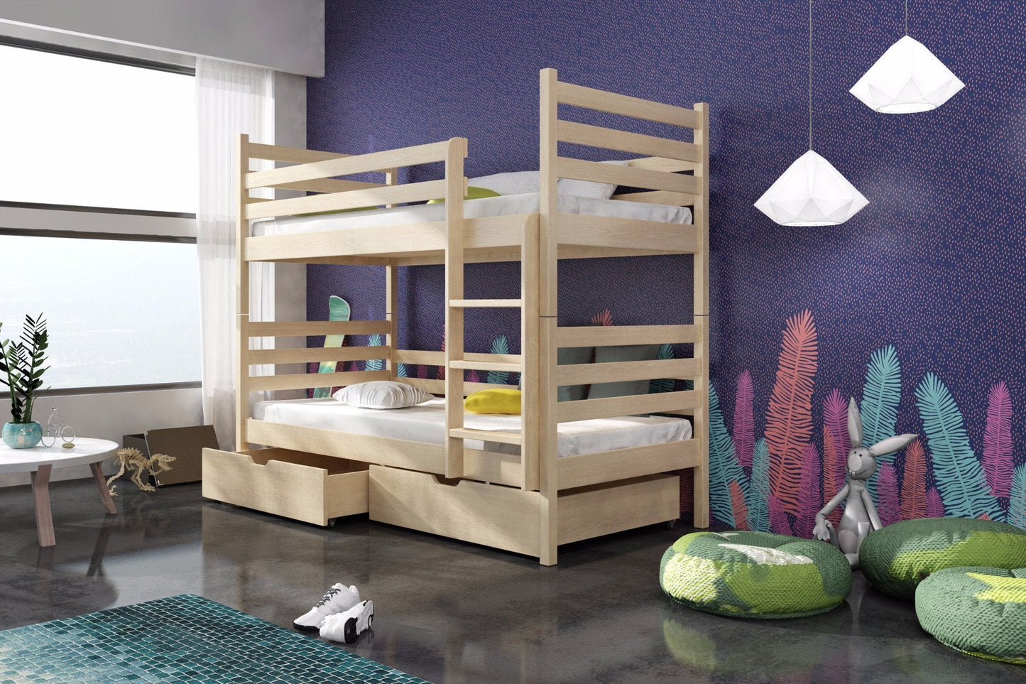 Wooden Bunk Bed Nemo with Storage