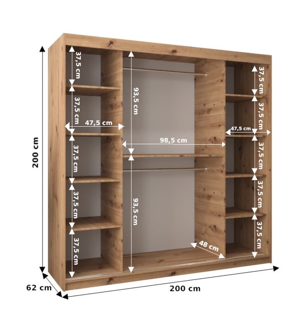 Tokyo II Sliding Door Wardrobe 200cm