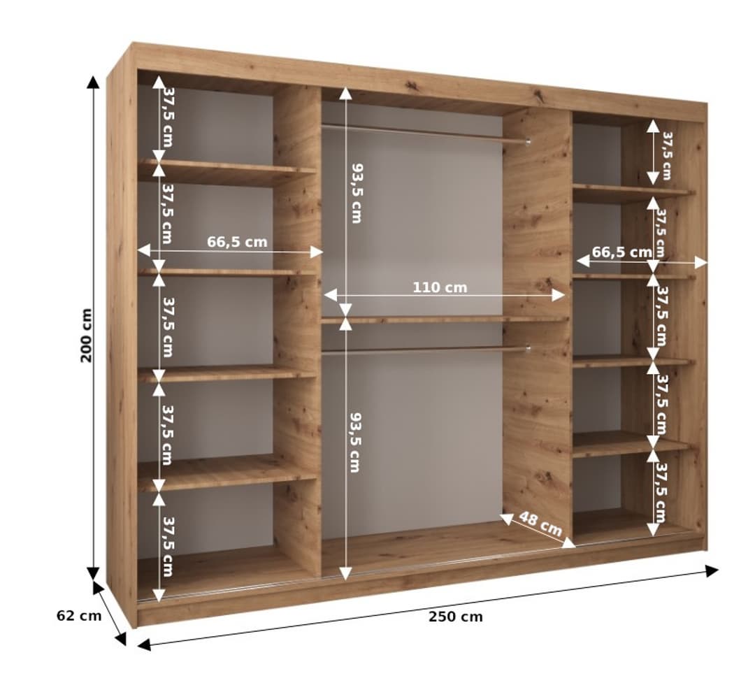 Tokyo Sliding Door Wardrobe 250cm