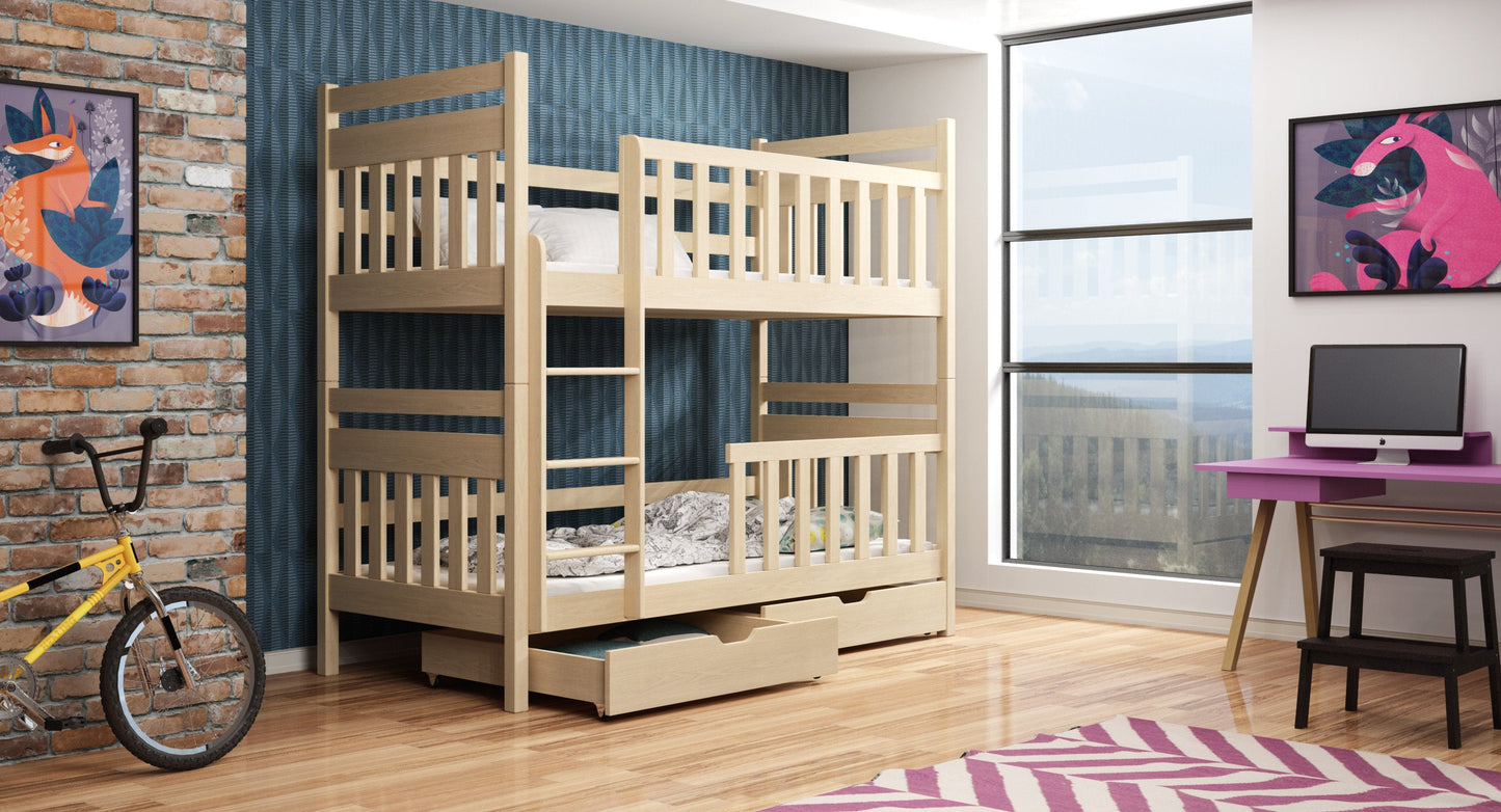 Wooden Bunk Bed Monika with Storage