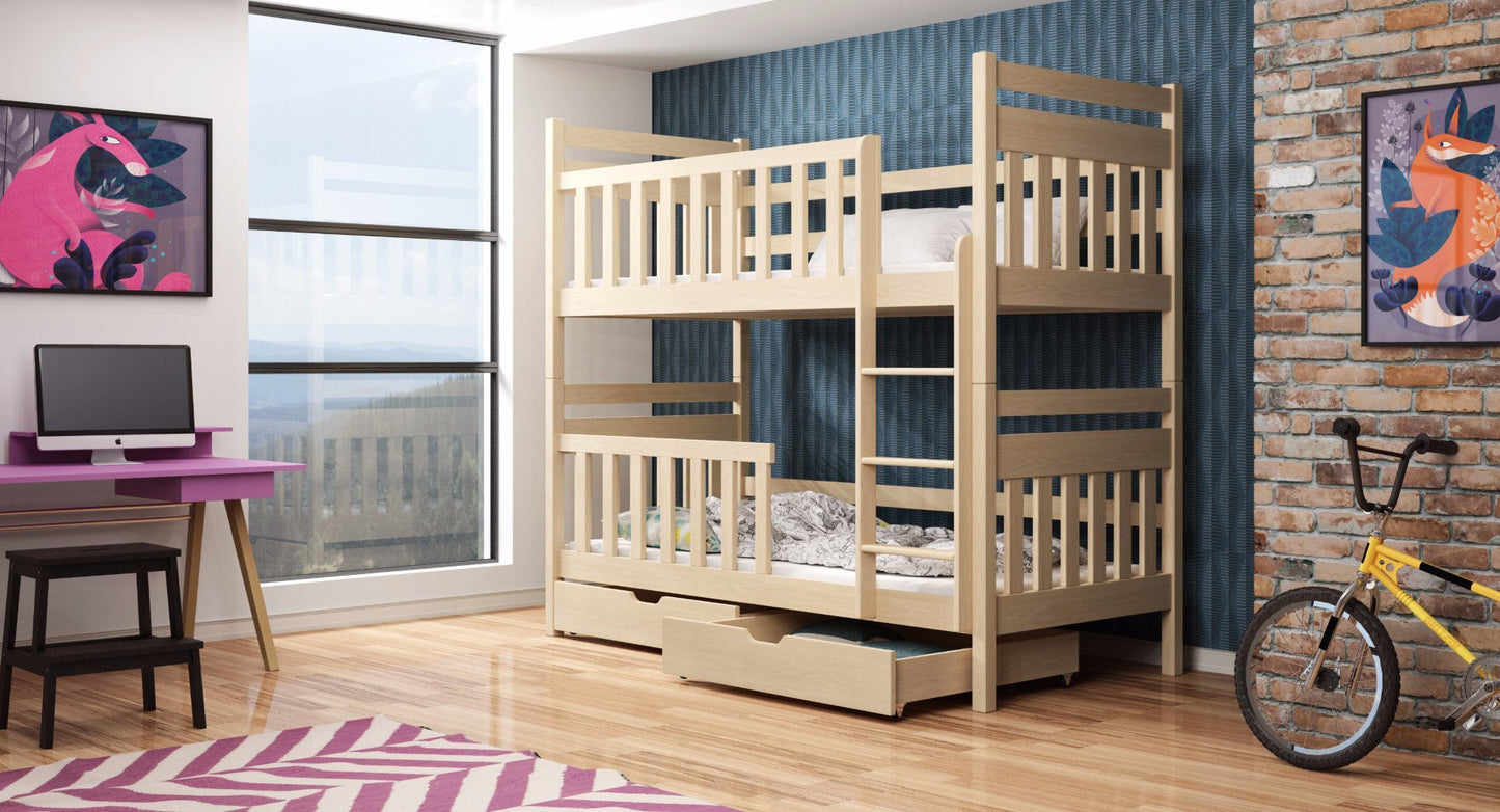 Wooden Bunk Bed Monika with Storage