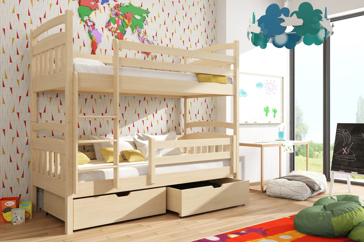 Wooden Bunk Bed Gabi with Storage