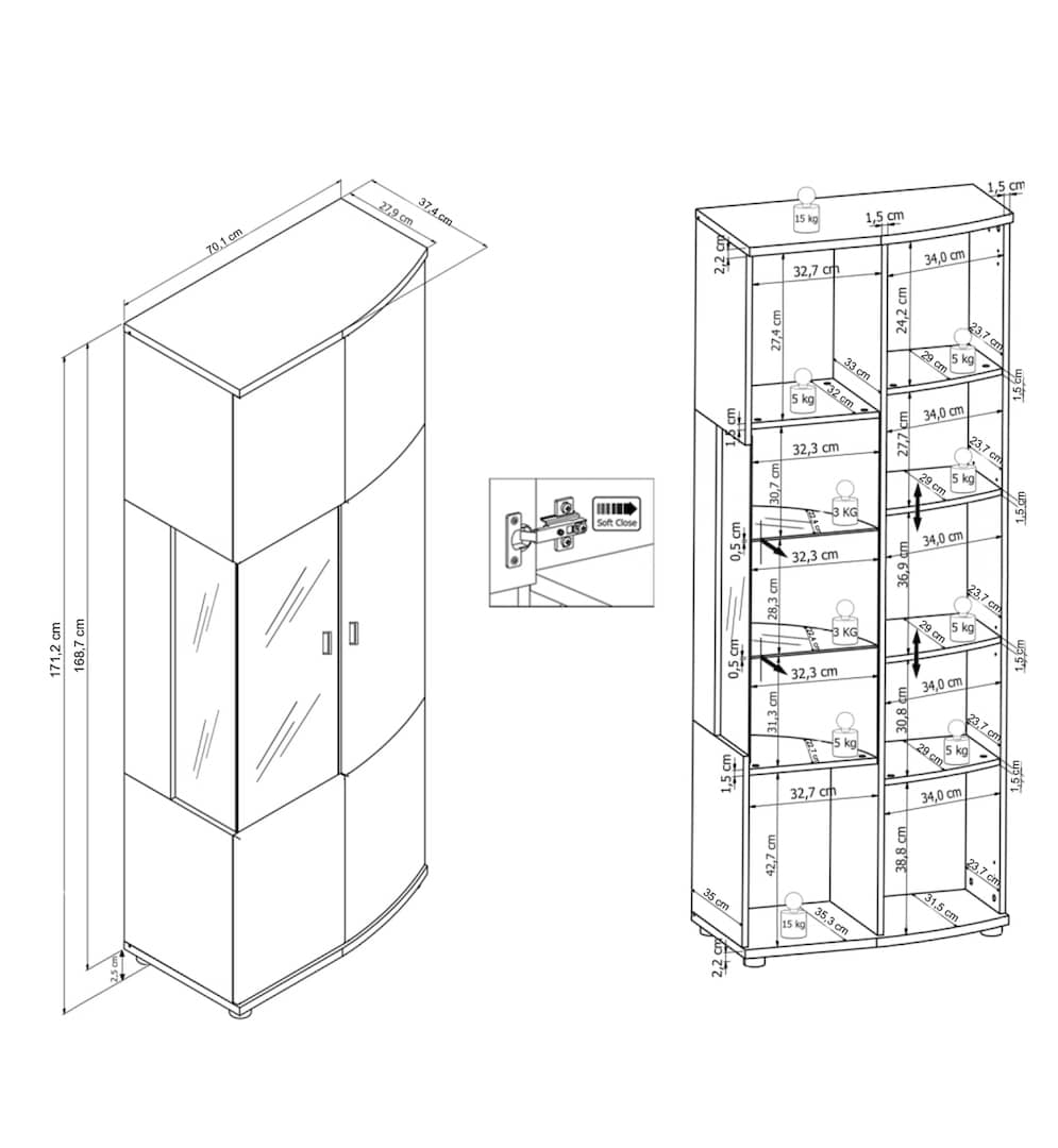 Dera 32 Tall Display Cabinet