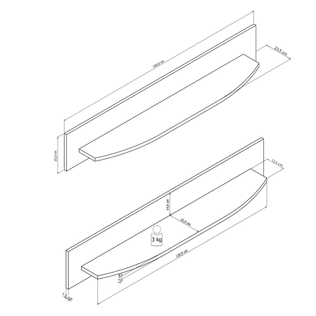 Dera 70 Wall Shelf 150cm