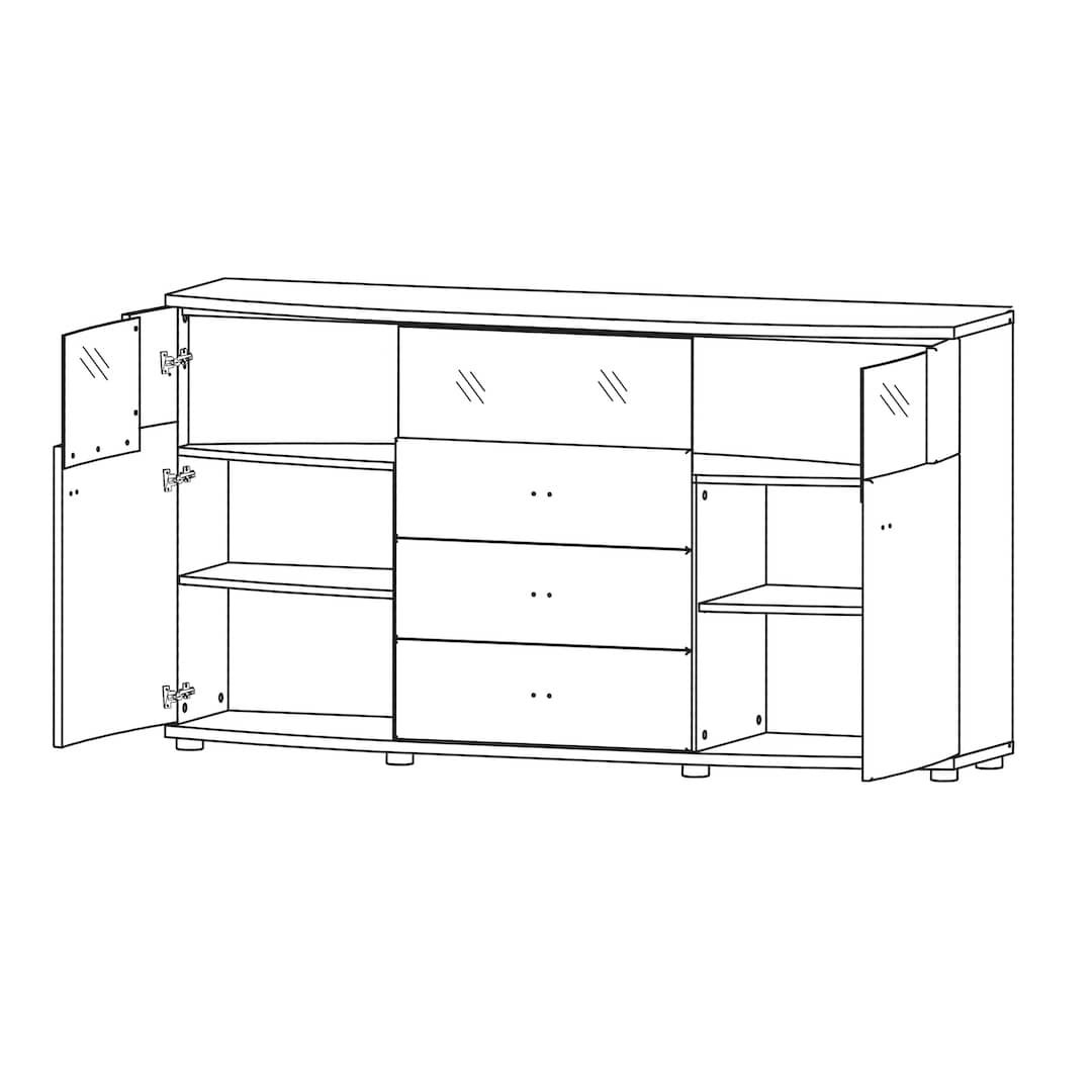 Dera 85 Sideboard Display Cabinet 160cm