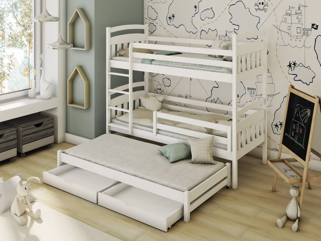 Wooden Bunk Bed Alan with Trundle and Storage