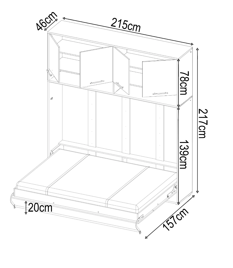 CP-10 Over Bed Unit for Horizontal Wall Bed Concept 120cm