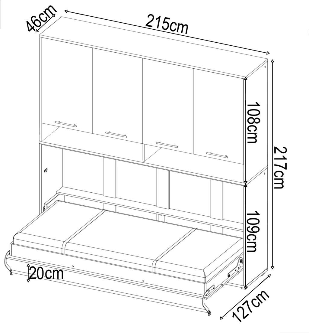 CP-06 Horizontal Wall Bed Concept 90cm with Over Bed Unit