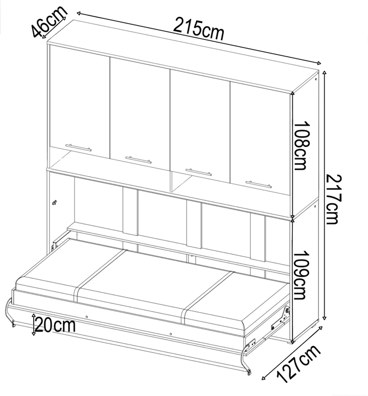 CP-11 Over Bed Unit for Horizontal Wall Bed Concept 90cm