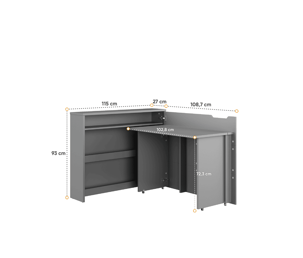 Work Concept Slim Convertible Hidden Desk 90cm