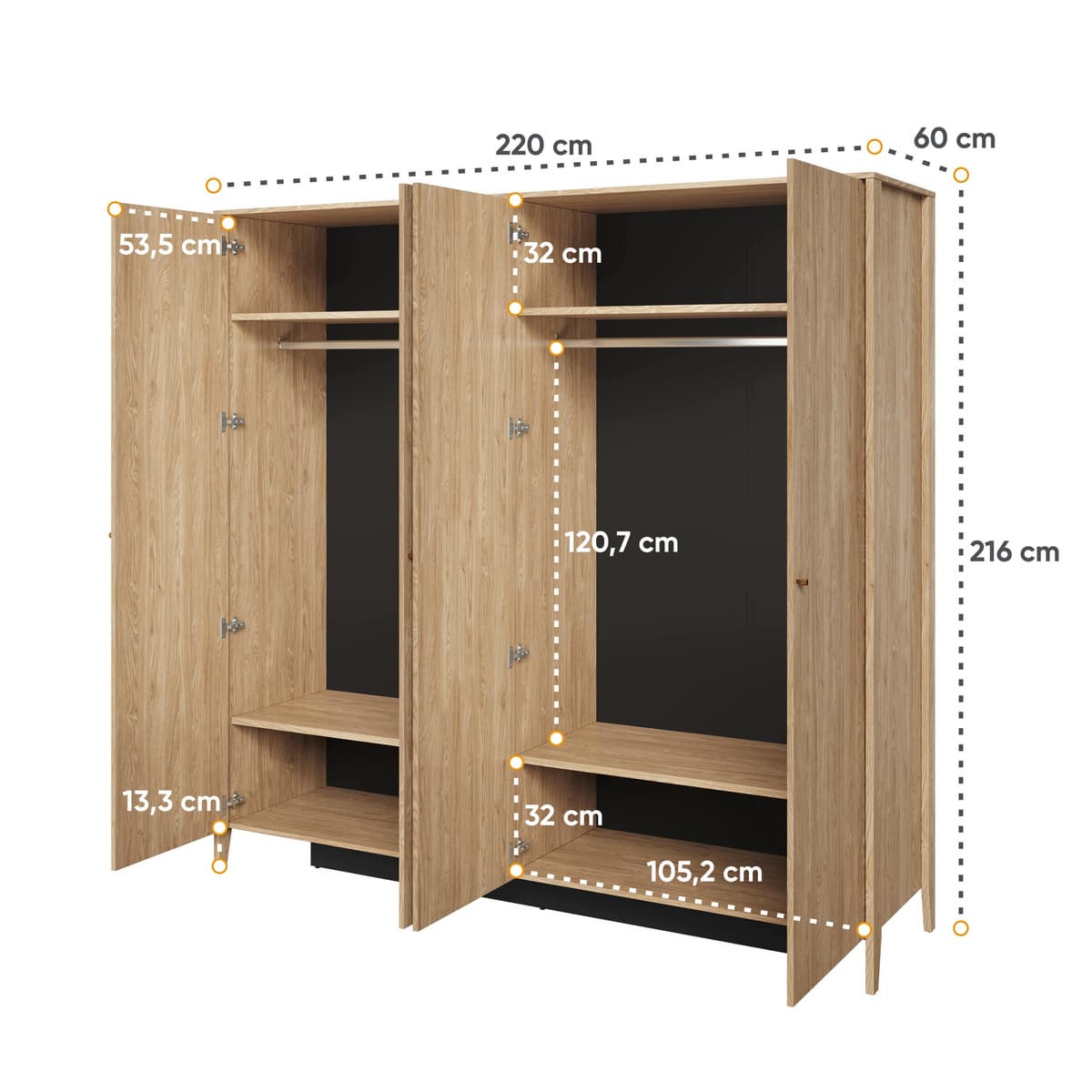 Cozy Hinged Door Wardorbe 220cm