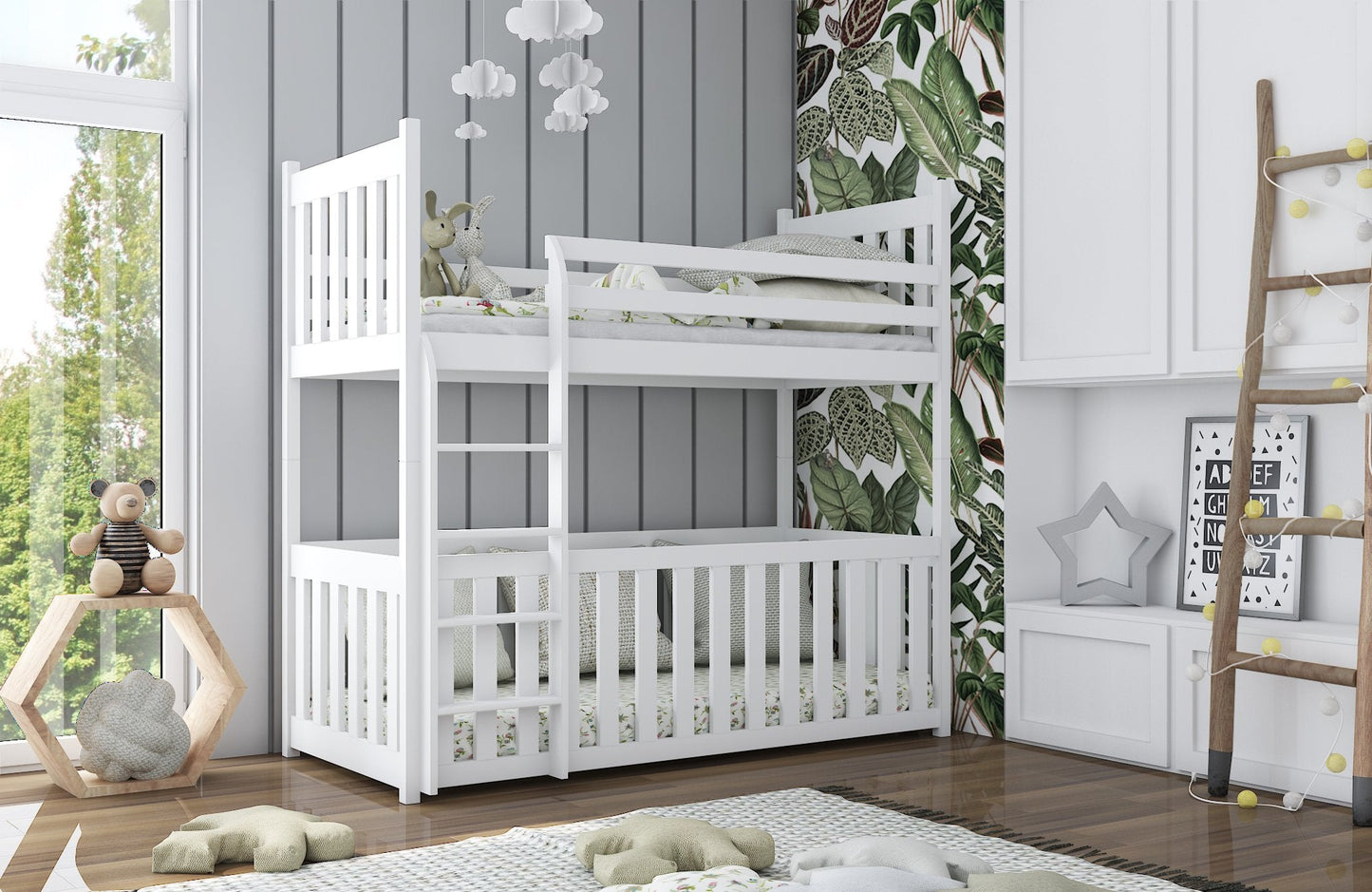 Wooden Bunk Bed Cris with Cot Bed