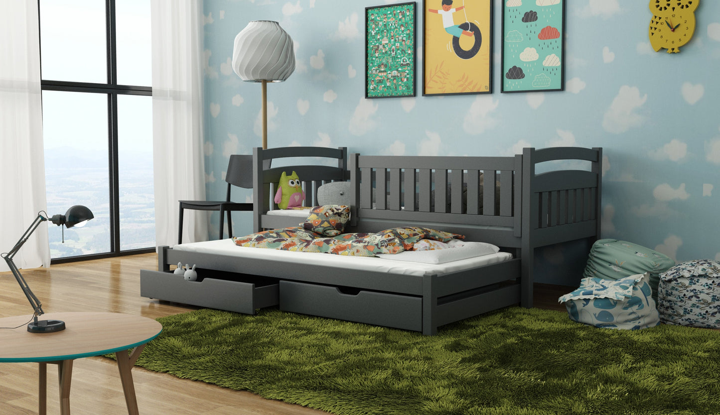 Wooden Bed Galaxy with Trundle and Storage