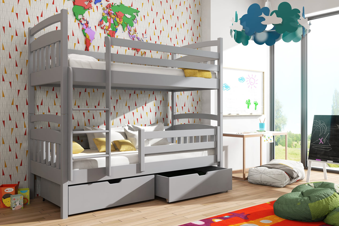 Wooden Bunk Bed Gabi with Storage