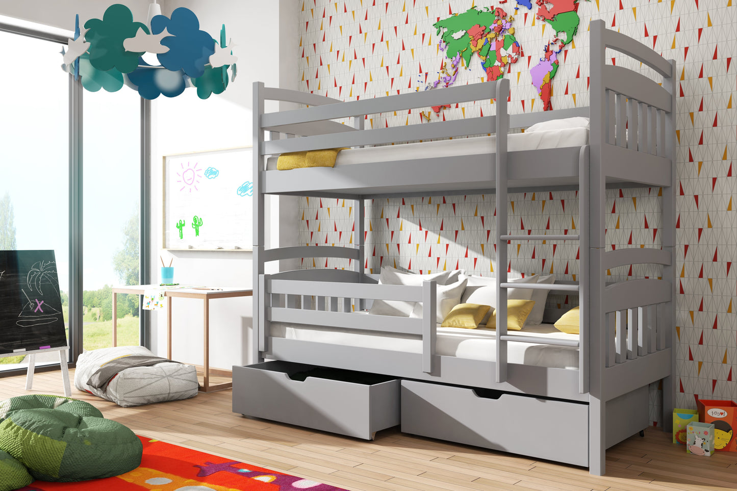 Wooden Bunk Bed Gabi with Storage