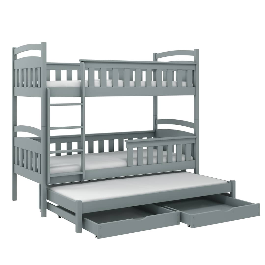 Wooden Bunk Bed Harriet with Trundle and Storage