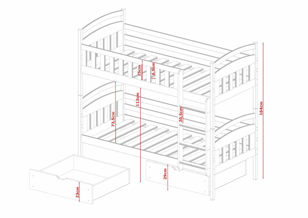 Wooden Bunk Bed Ignas with Storage