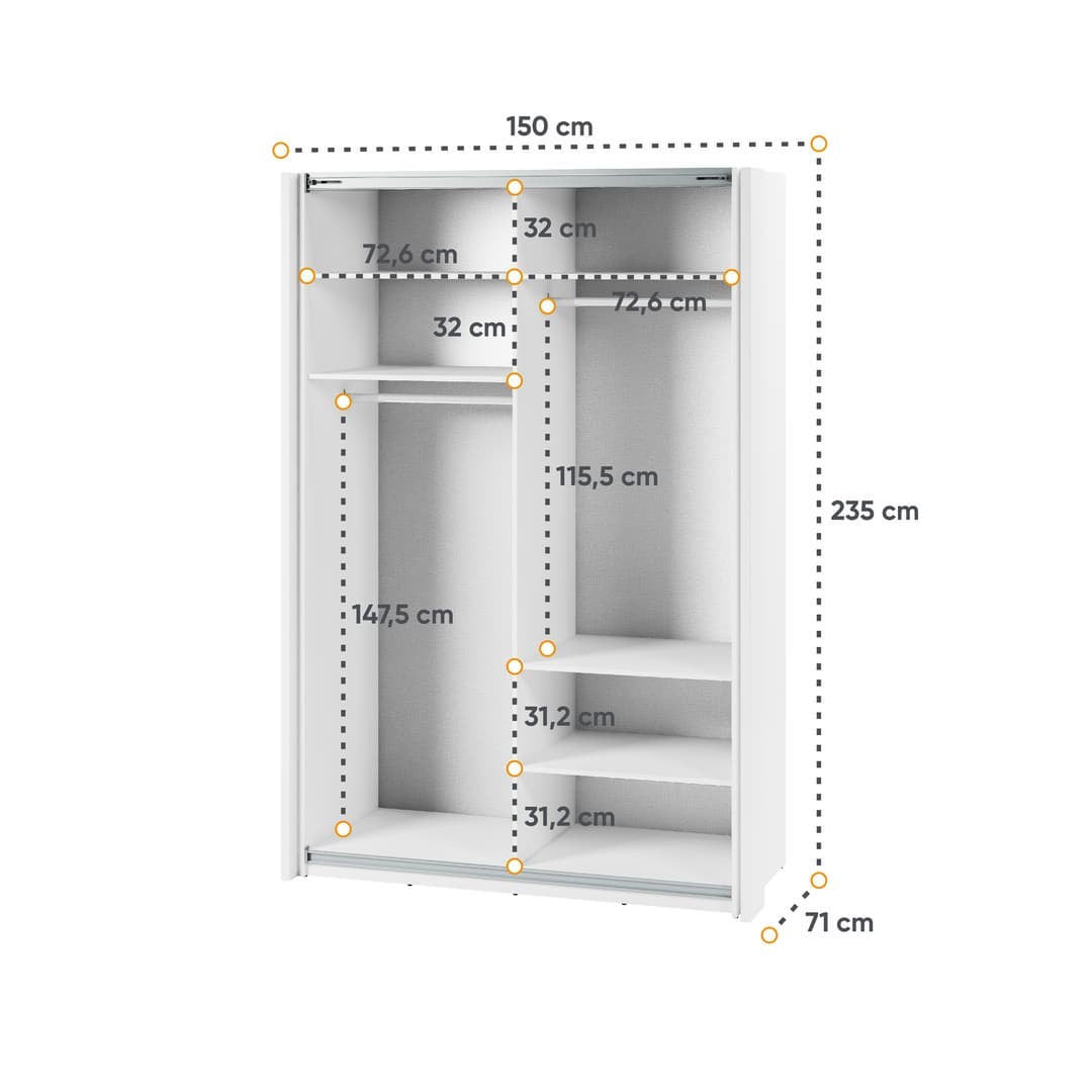 Maxi MX-02 Sliding Door Wardrobe 150cm