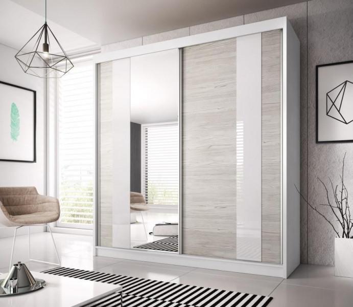 Multi 32 Sliding Mirror Door Wardrobe 203cm