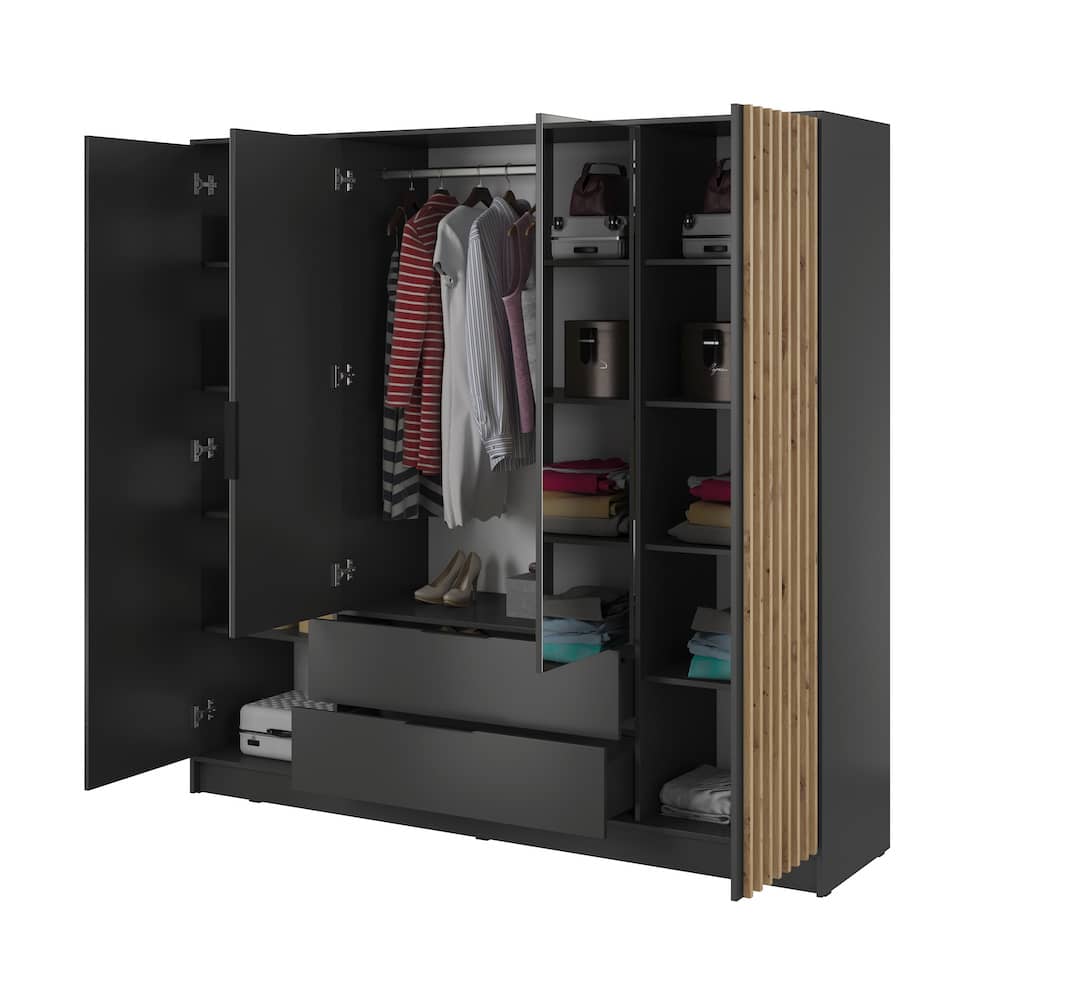 Nelly Hinged Door Wardrobe 206cm [Mirror]