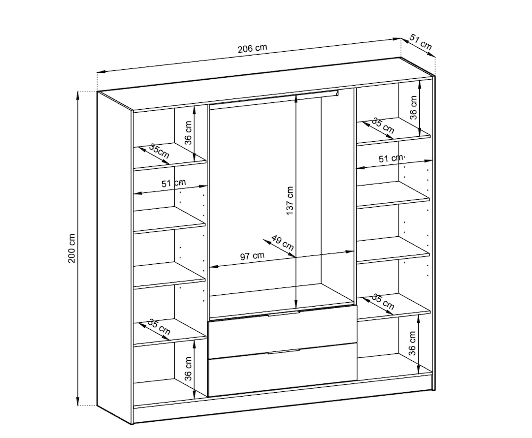 Nelly Hinged Door Wardrobe 206cm