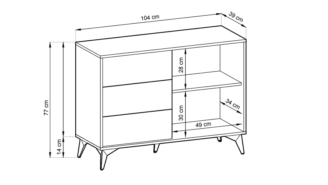 Diamond Sideboard Cabinet 104cm [Drawers]