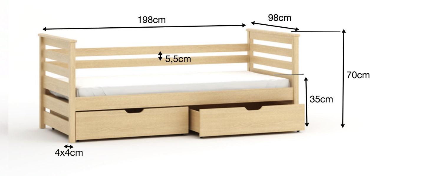 Wooden Single Bed Exo with Storage