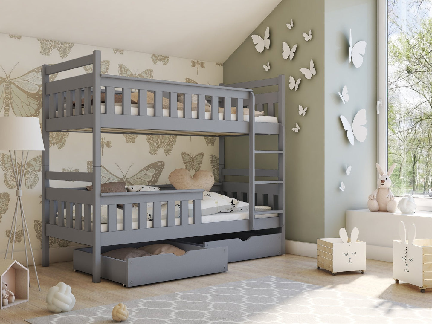 Wooden Bunk Bed Tezo with Storage