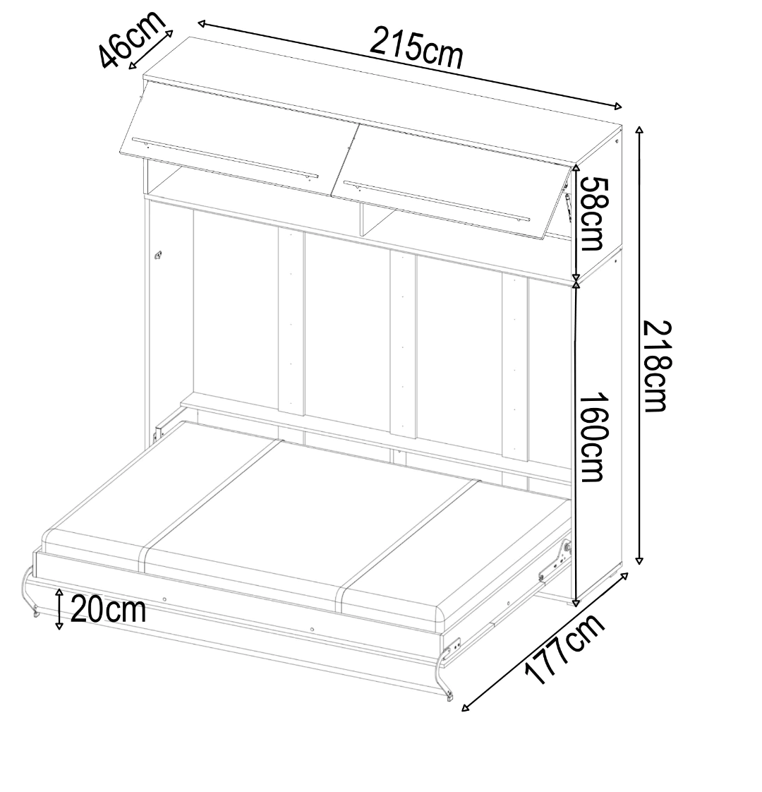 CP-09 Over Bed Unit for Horizontal Wall Bed Concept 140cm