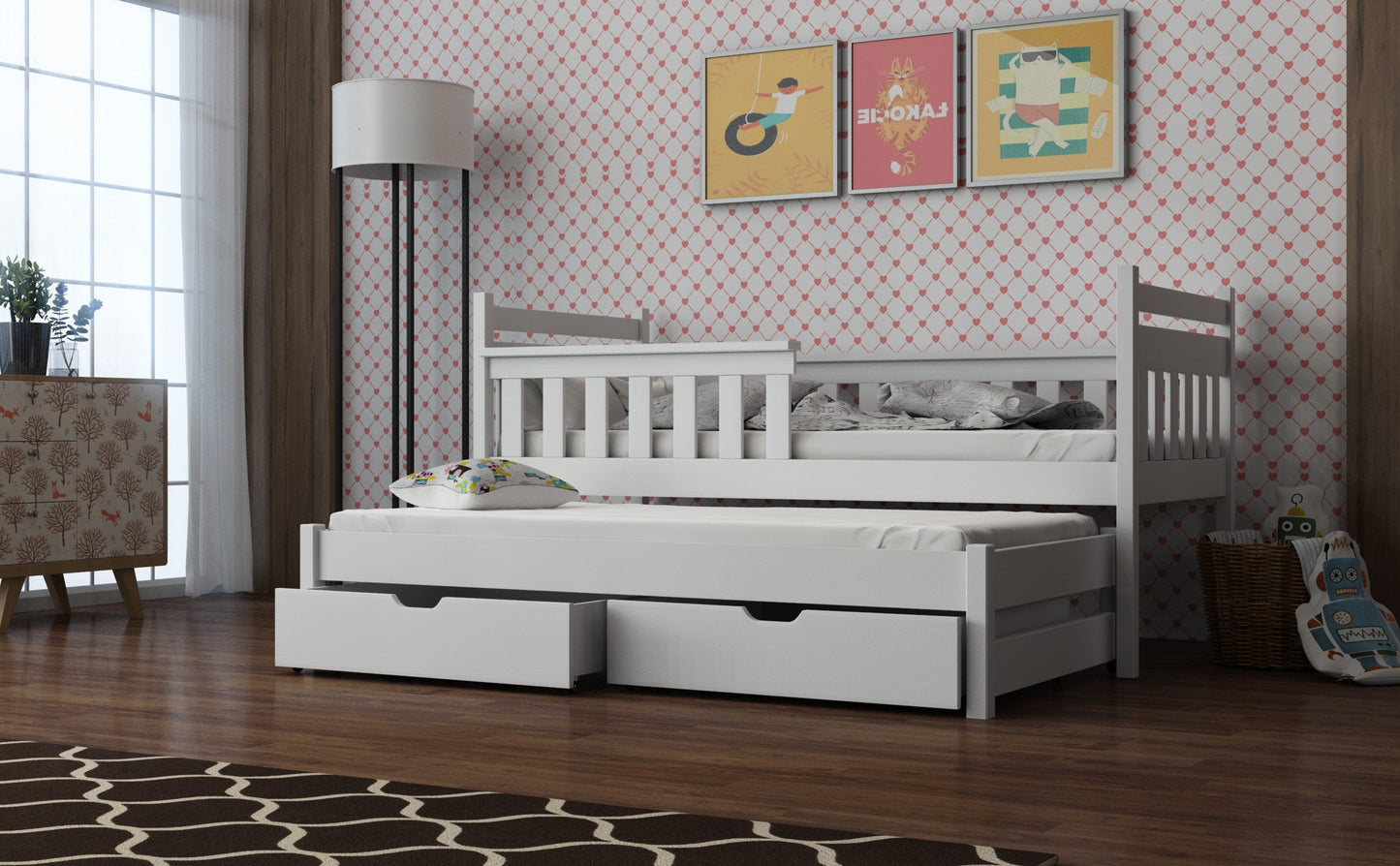 Wooden Bed Dominik with Trundle and Storage