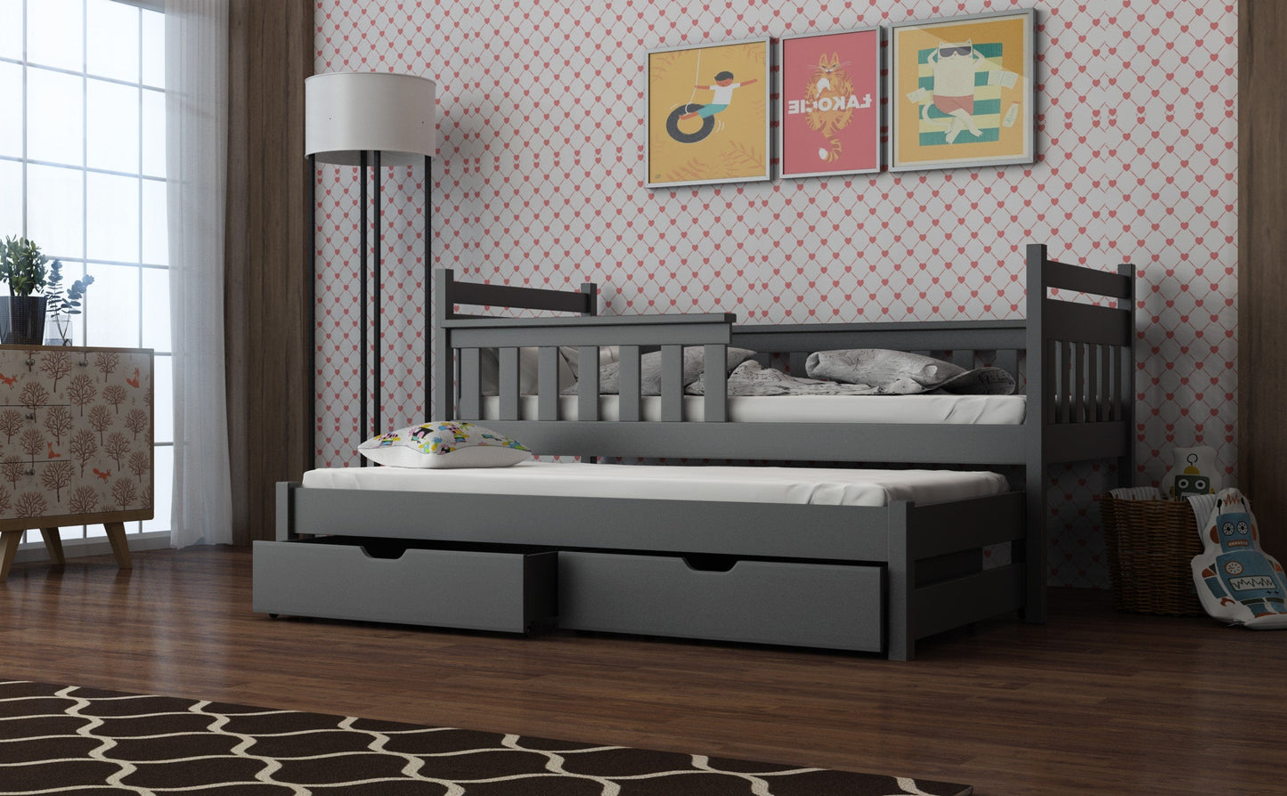 Wooden Bed Dominik with Trundle and Storage