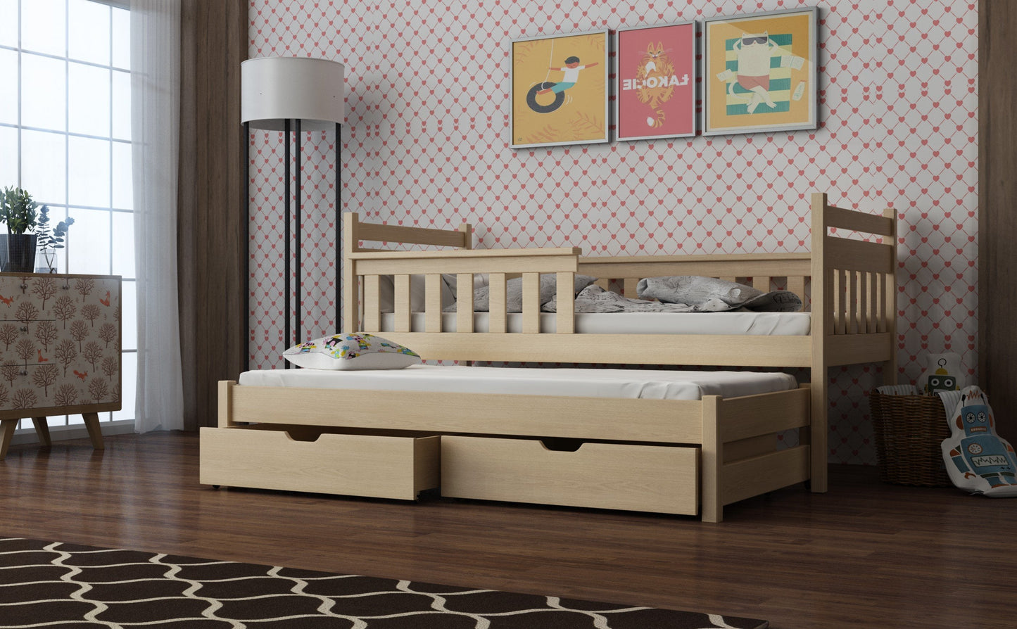 Wooden Bed Dominik with Trundle and Storage