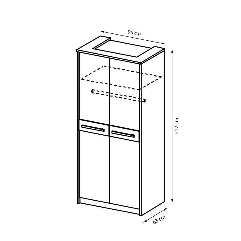 Cremona 2 Door Wardrobe 95cm