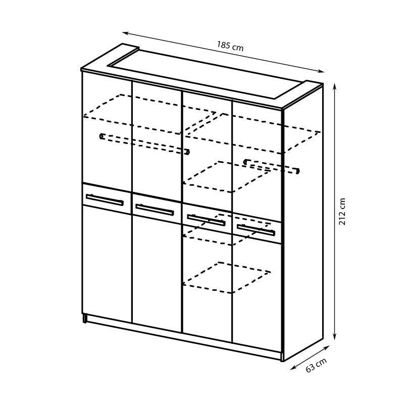 Cremona 4 Door Wardrobe 185cm