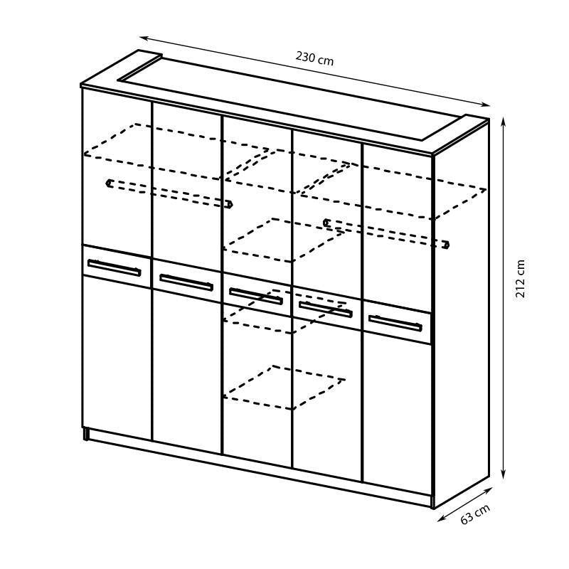 Cremona 5 Door Wardrobe 230cm