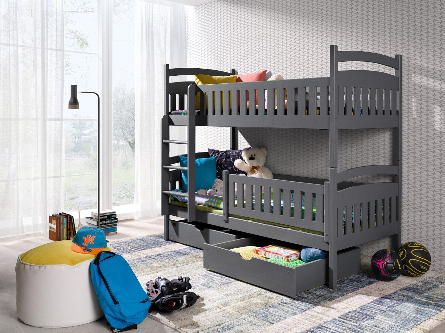 Wooden Bunk Bed Ignas with Storage