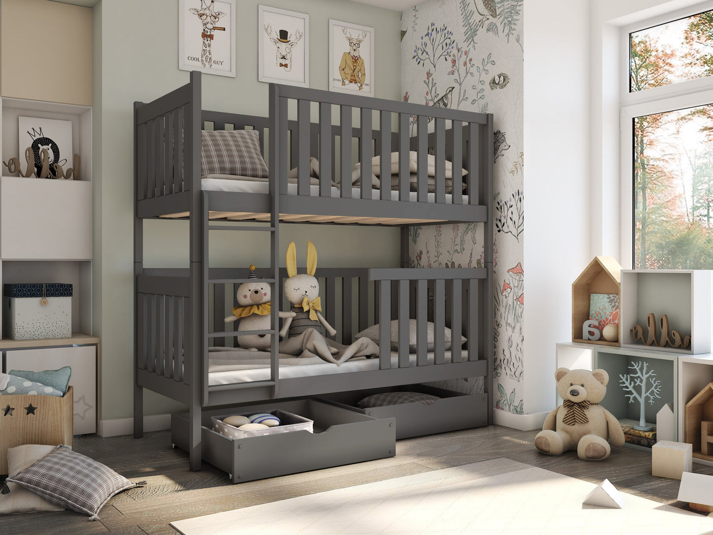 Wooden Bunk Bed David with Storage