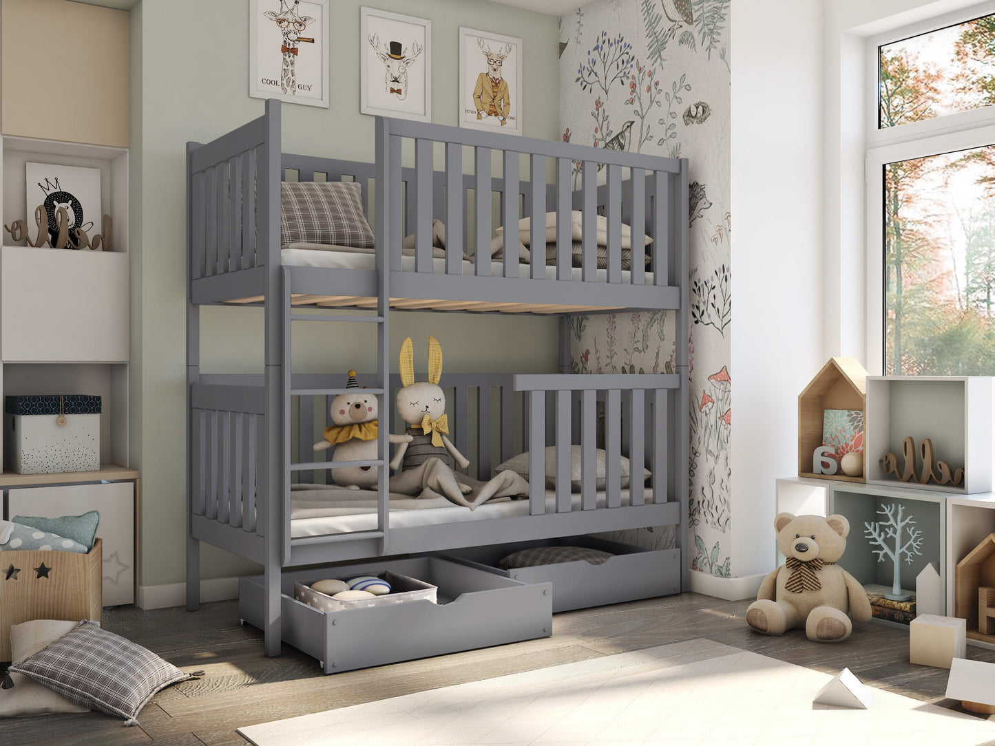 Wooden Bunk Bed David with Storage