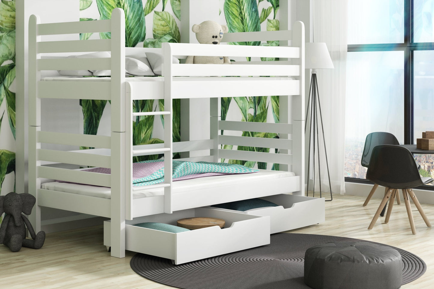 Wooden Bunk Bed Patryk with Storage