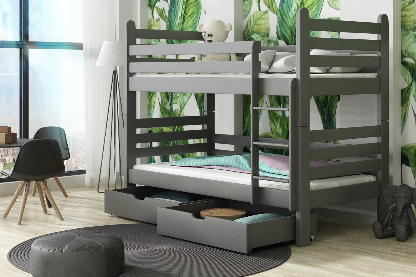 Wooden Bunk Bed Patryk with Storage