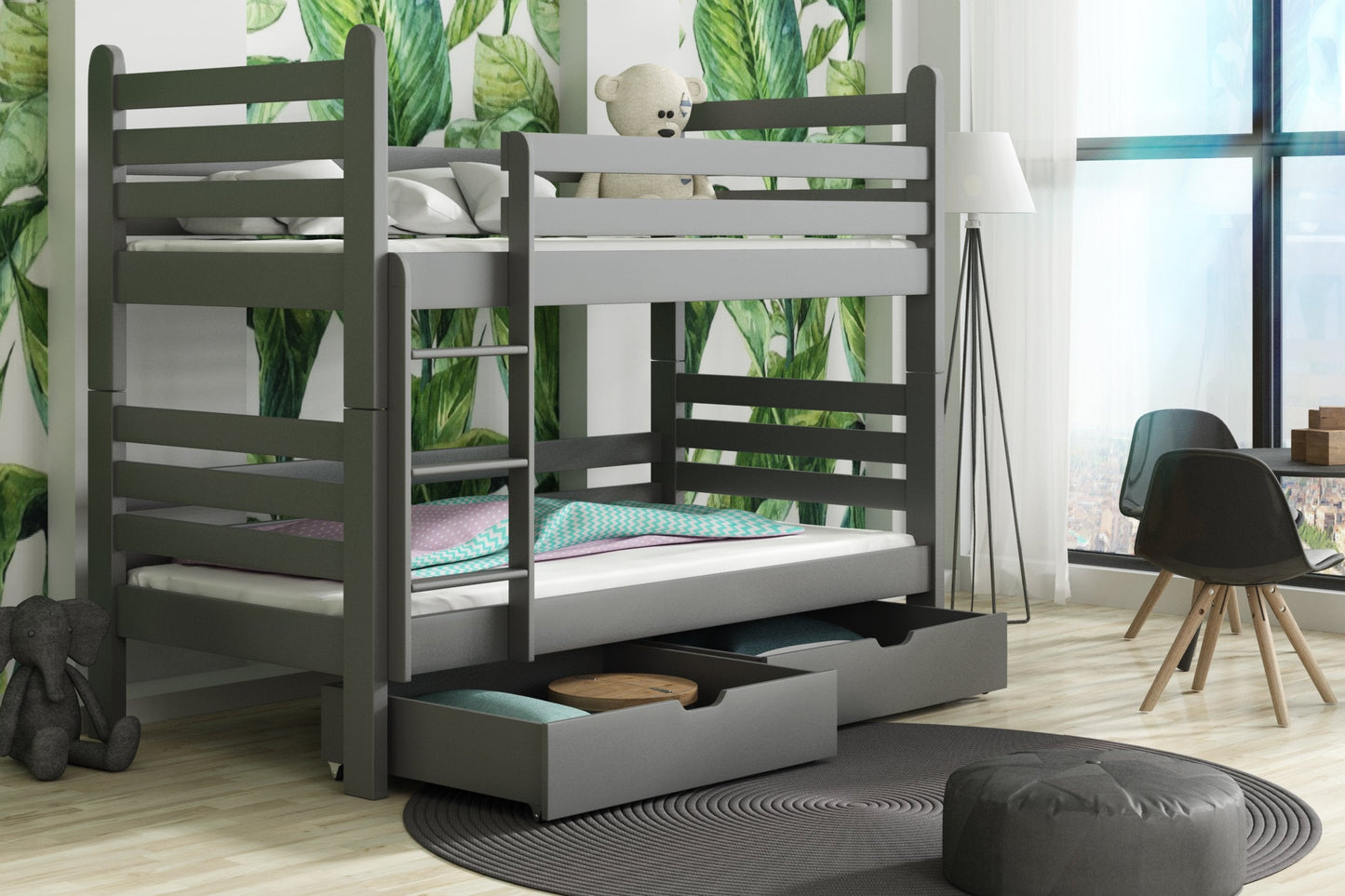 Wooden Bunk Bed Patryk with Storage