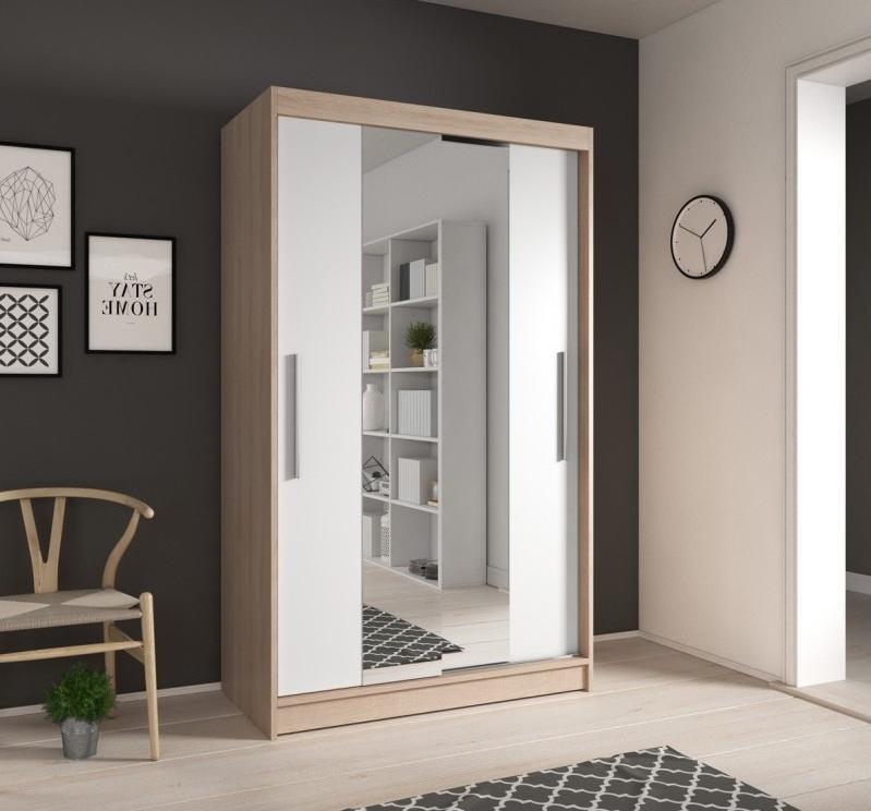 Neomi 01 Sliding Door Wardrobe 120cm in Sonoma Oak