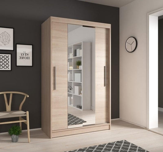 Neomi 01 Sliding Door Wardrobe 120cm in Sonoma Oak