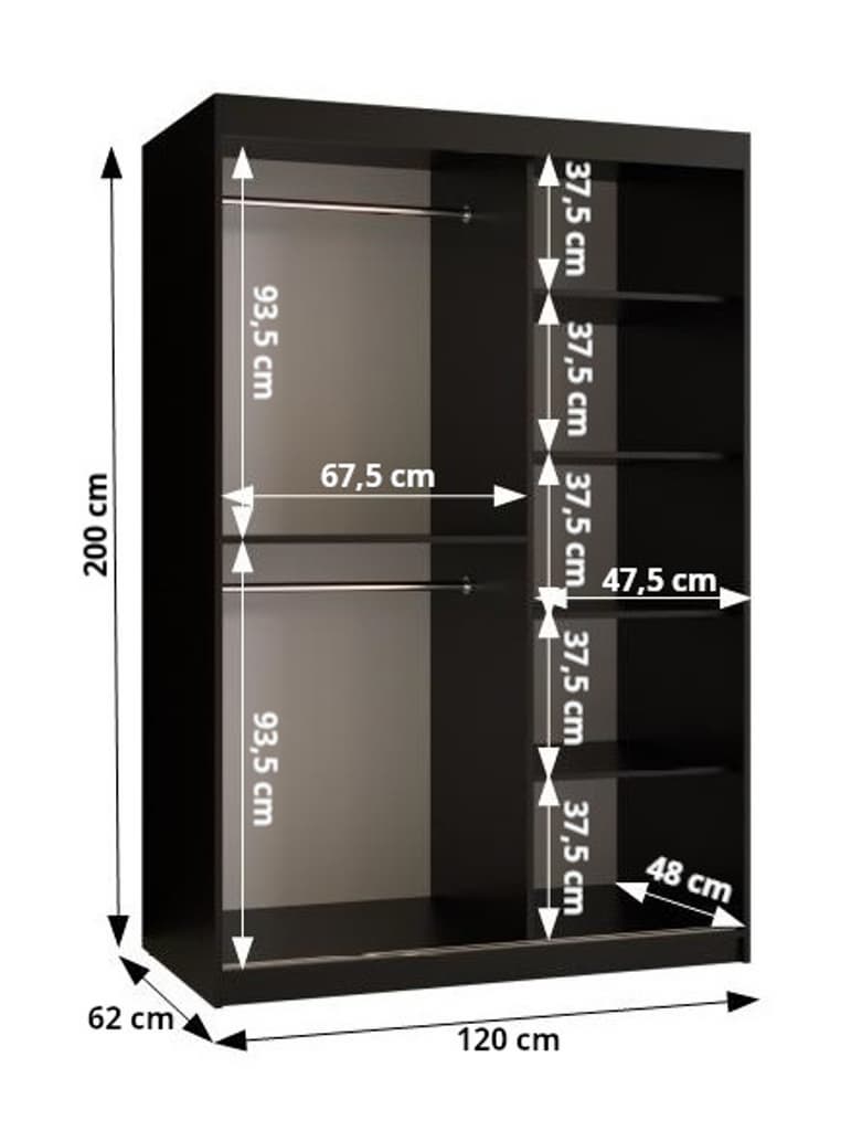 Kair Sliding Door Wardrobe 120cm